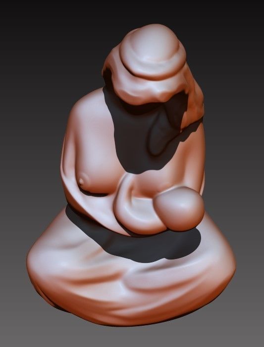 Breastfeeding her baby 3D print model_5
