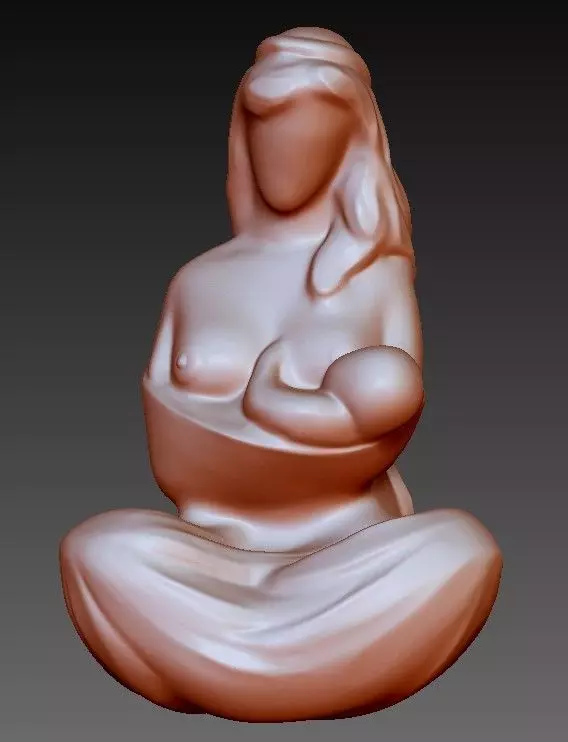 Breastfeeding her baby 3D print model_0