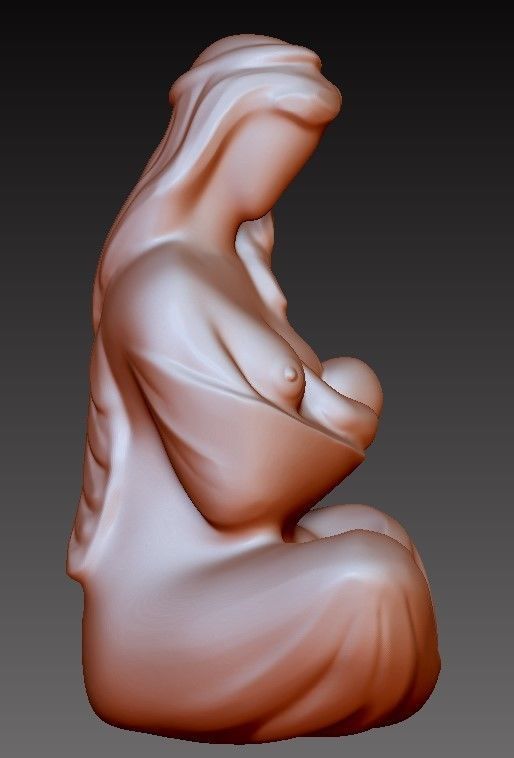 Breastfeeding her baby 3D print model_4