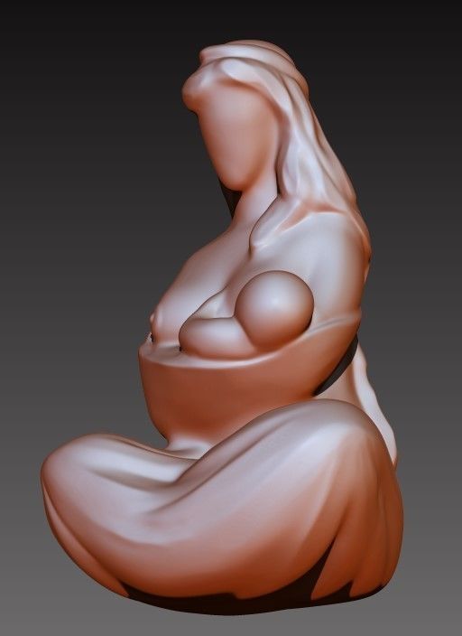 Breastfeeding her baby 3D print model_6