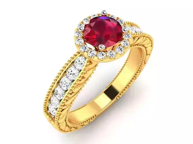ring-9556 ruby and diamond engagement ring gold