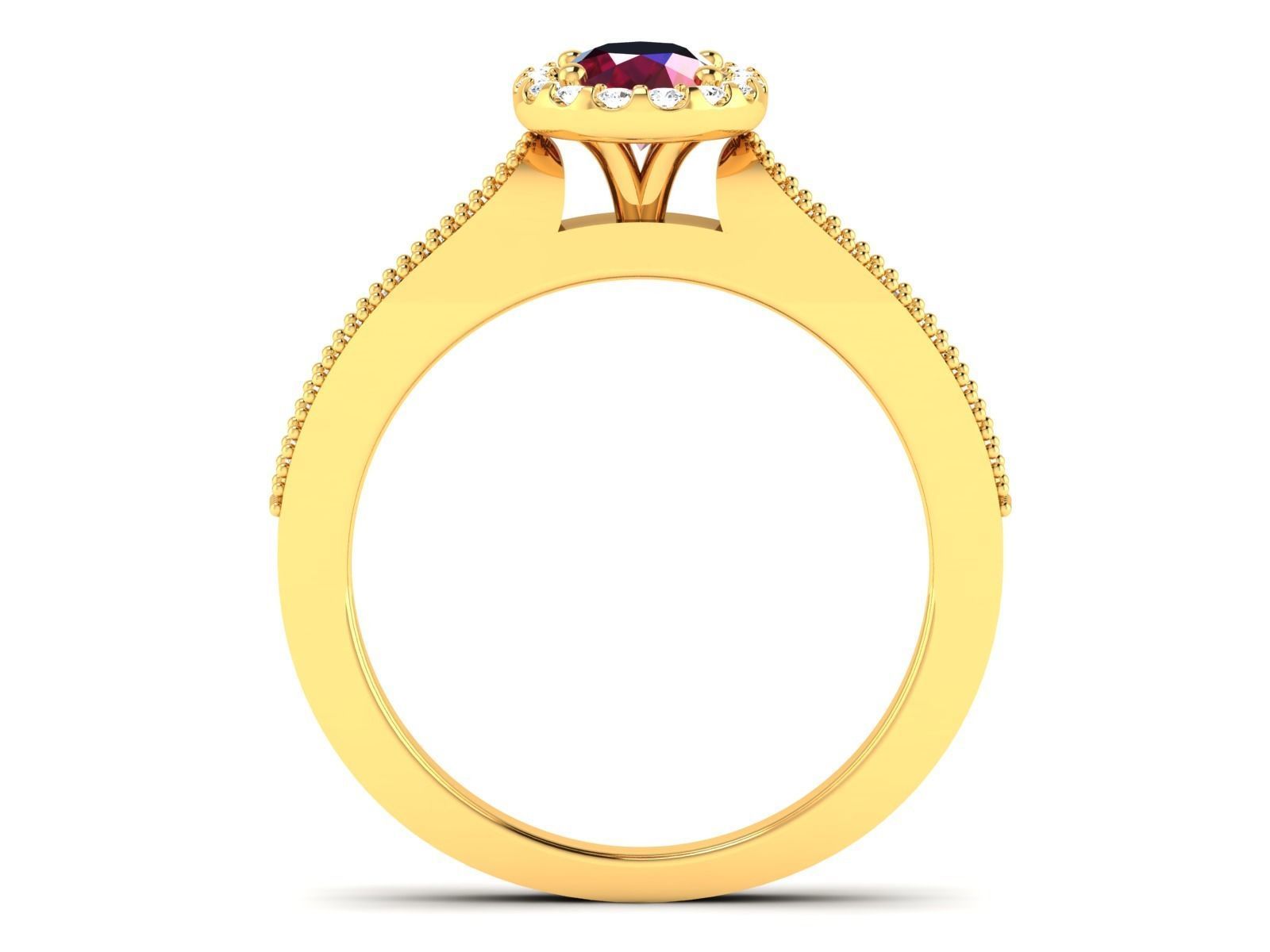 ring-9532 gold engagement ring with ruby stone 3D print model_3