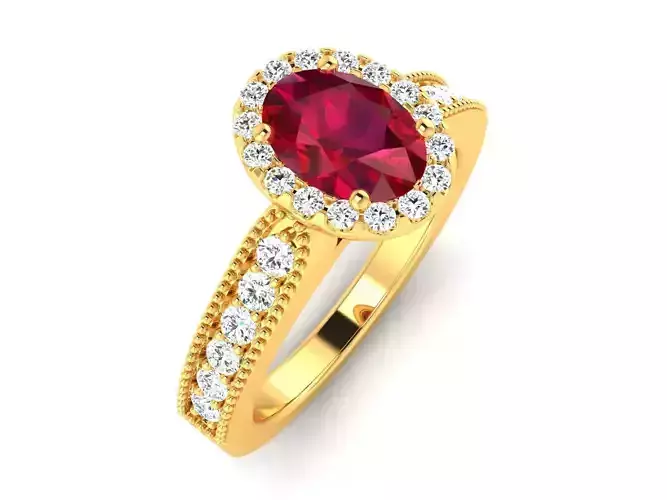ring-9532 gold engagement ring with ruby stone