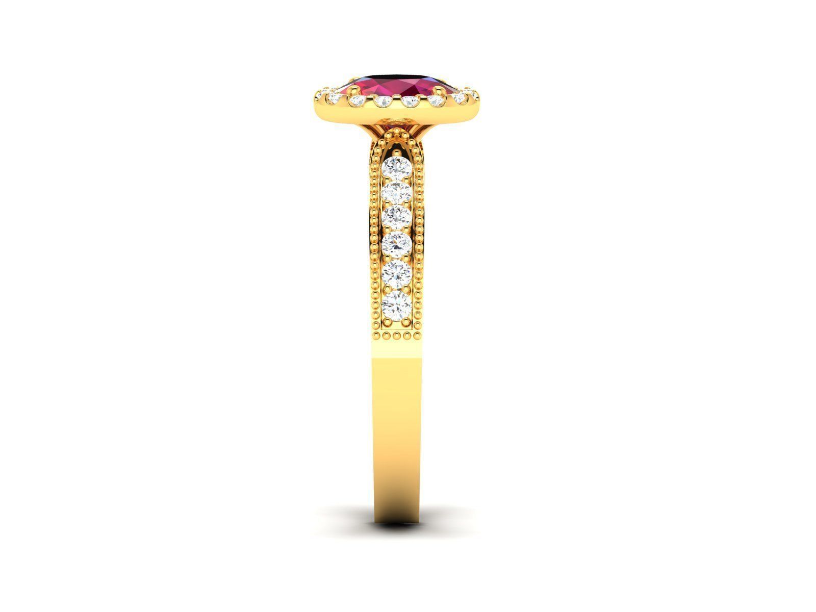 ring-9532 gold engagement ring with ruby stone 3D print model_4