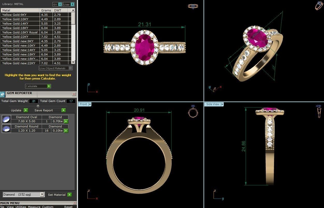 ring-9532 gold engagement ring with ruby stone 3D print model_8