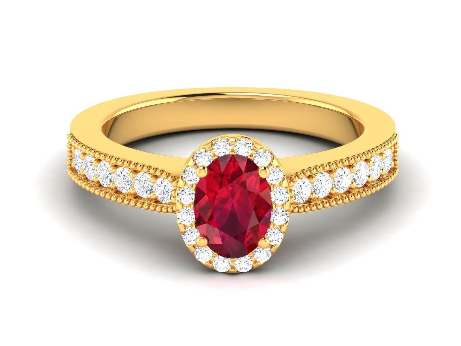 ring-9532 gold engagement ring with ruby stone 3D print model_7