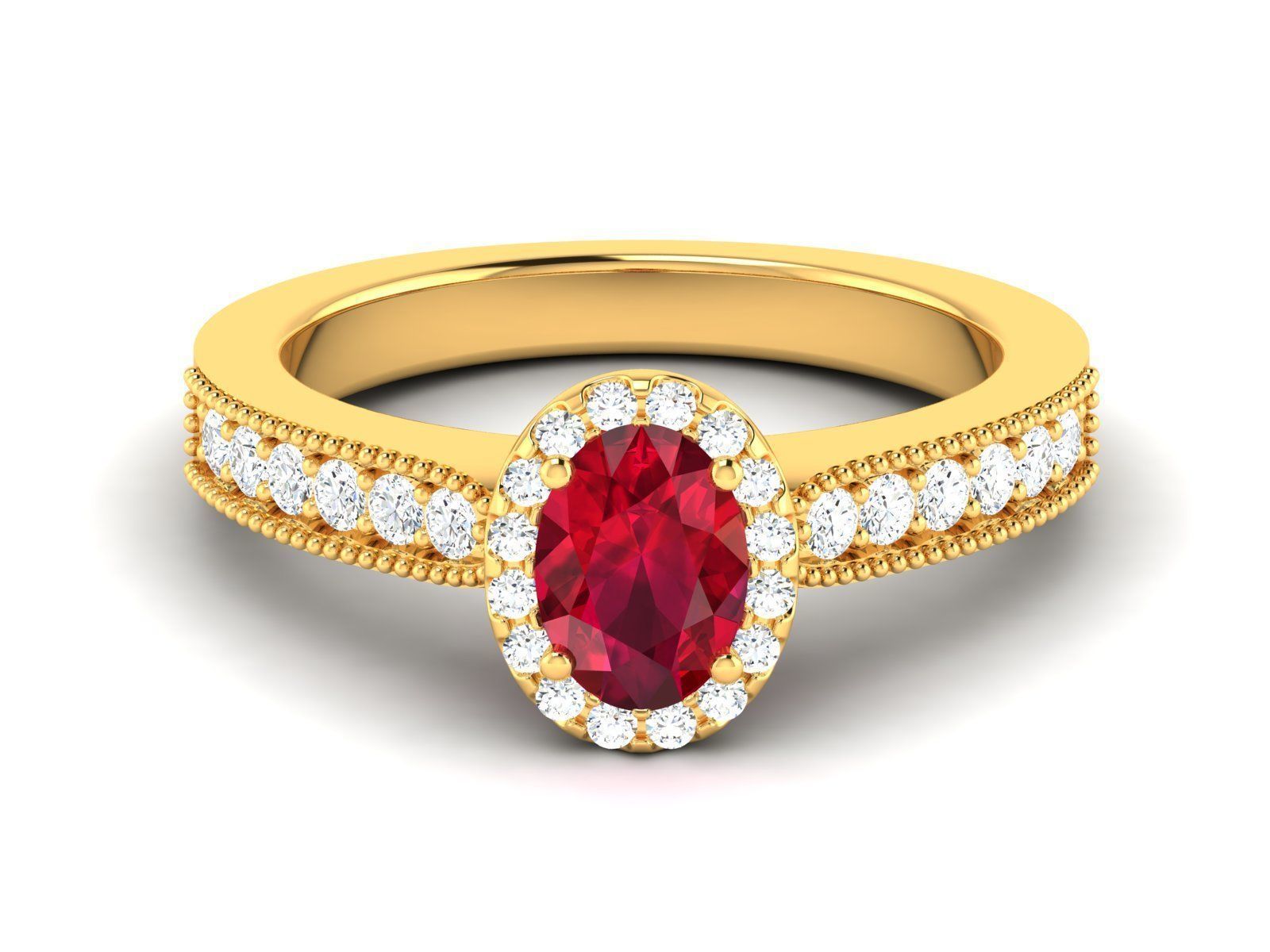 ring-9532 gold engagement ring with ruby stone 3D print model_6