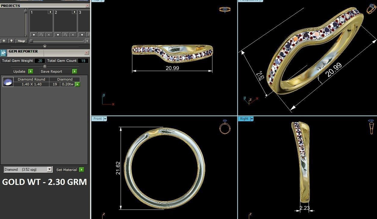 ring-9522 elegant gold diamond ring 3D print model_8