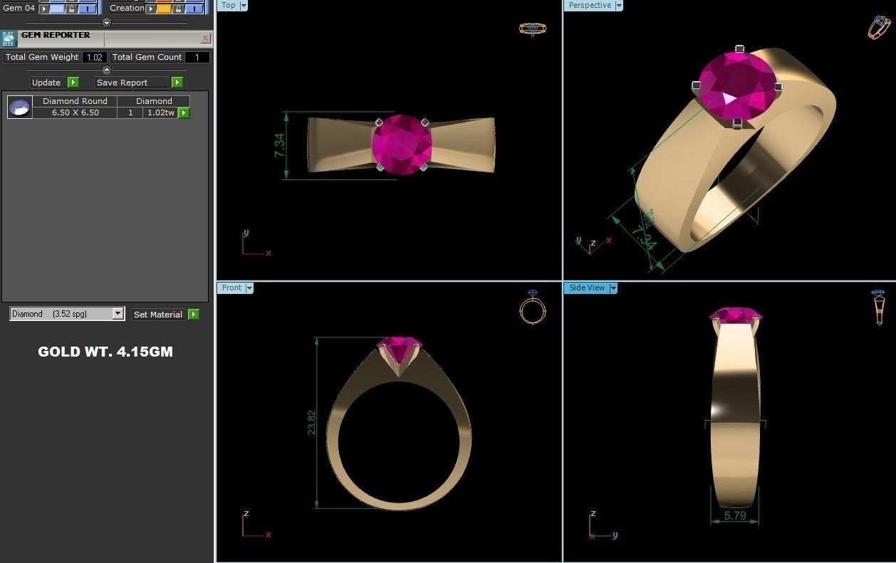 ring-9521 ruby solitaire ring gold 3D print model_8