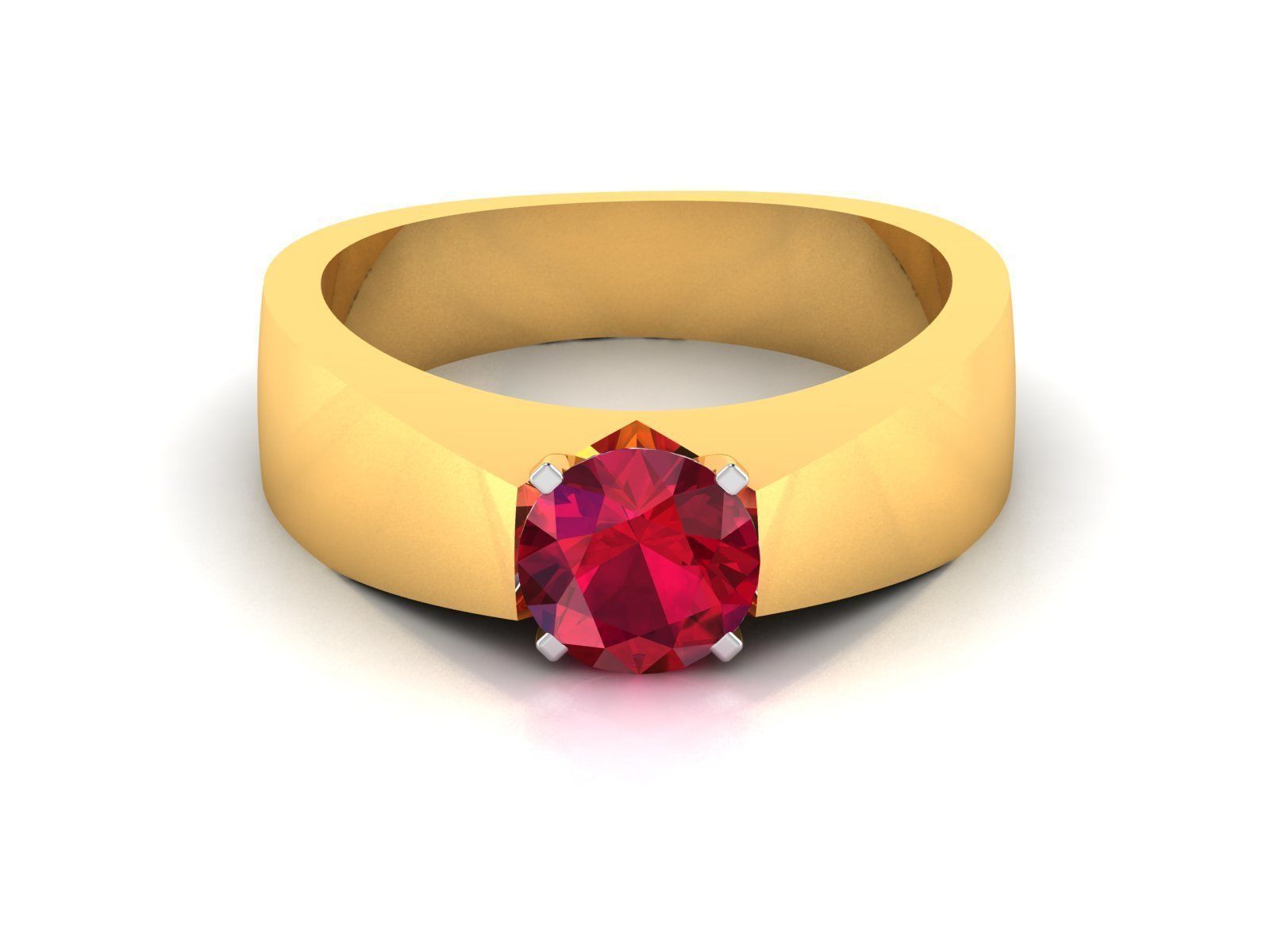 ring-9521 ruby solitaire ring gold 3D print model_6