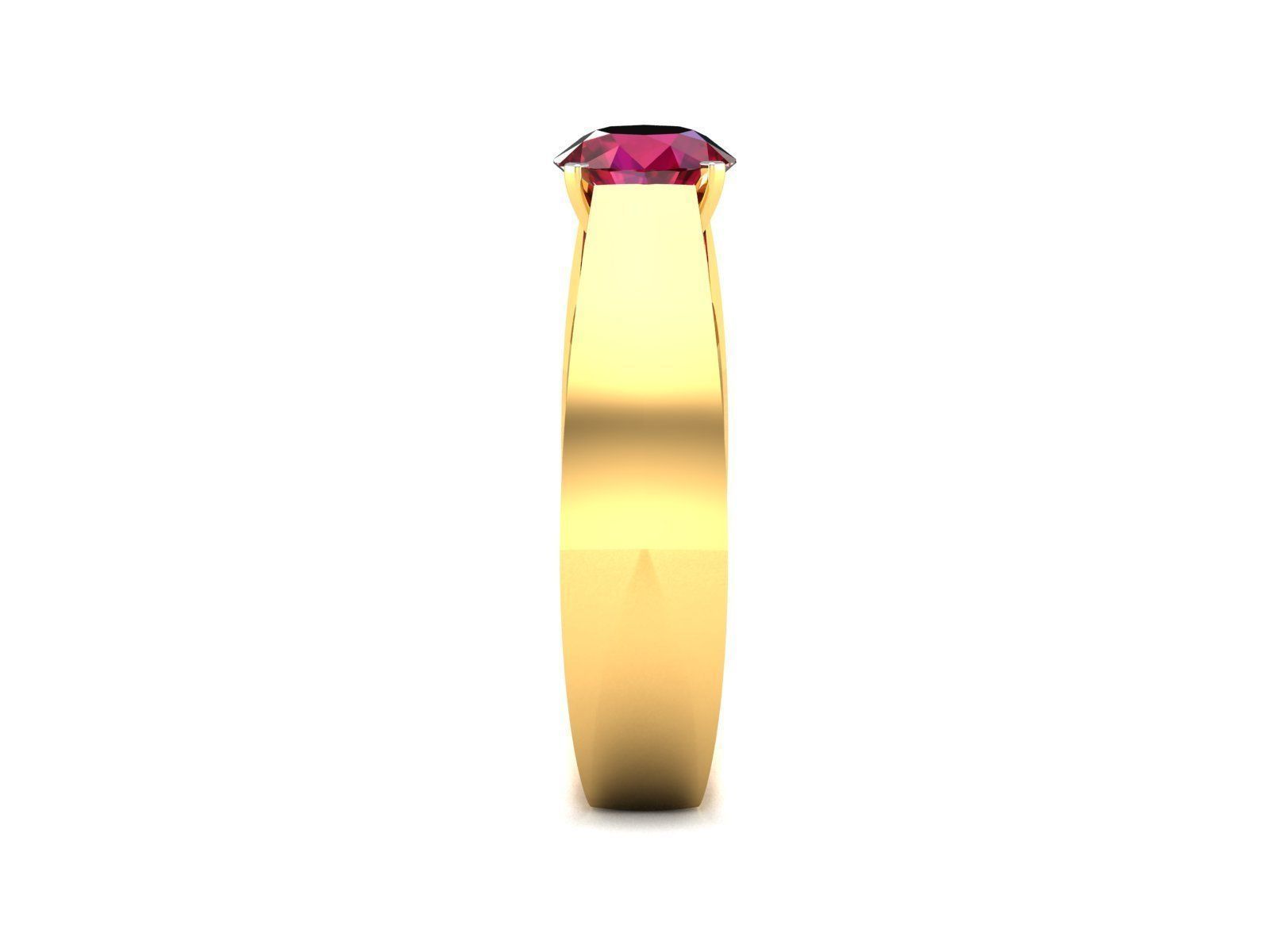 ring-9521 ruby solitaire ring gold 3D print model_4