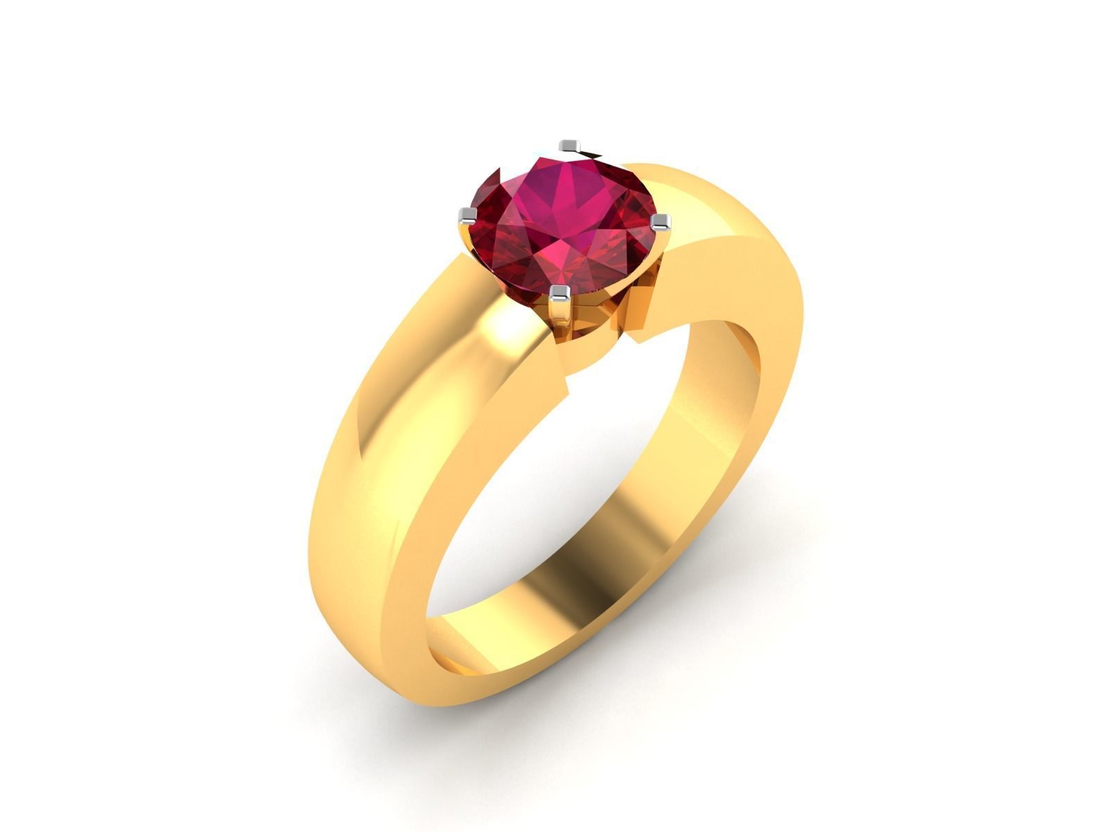 ring-9517 ruby ring gold 3D print model_1