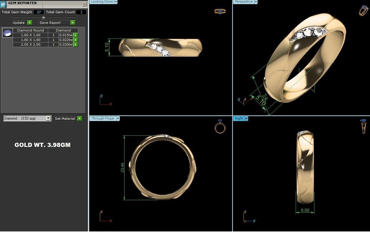 ring-9500 gold ring with diamonds 3D print model_8
