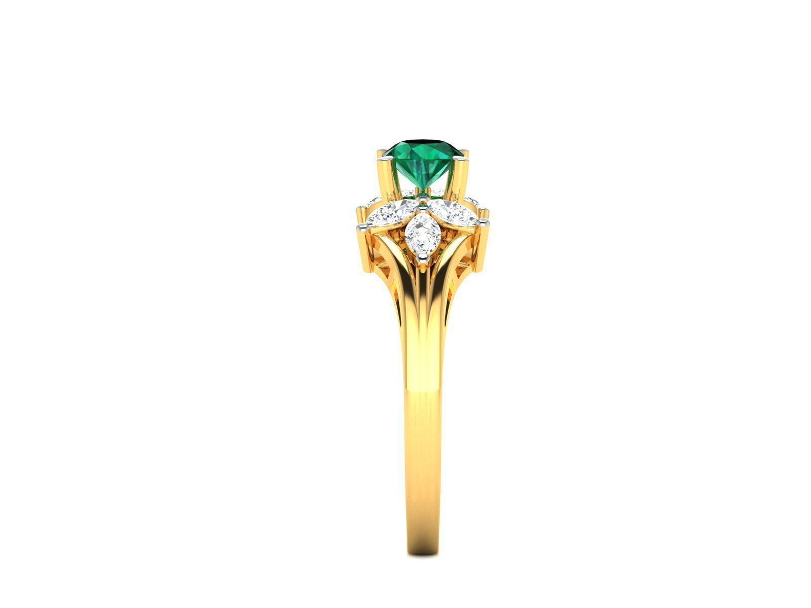 ring-9492 emerald and diamond ring 3D print model_5
