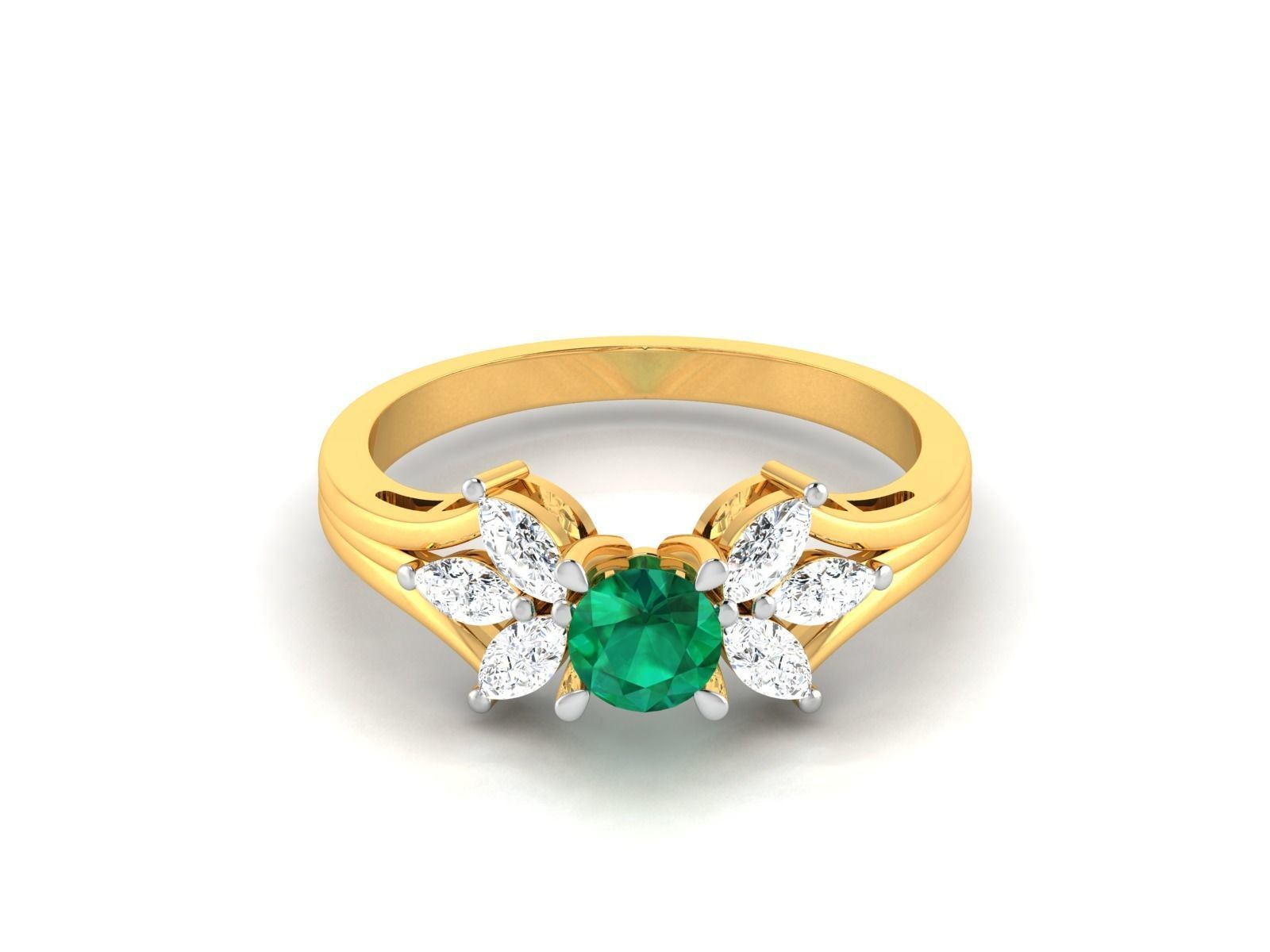 ring-9492 emerald and diamond ring 3D print model_8