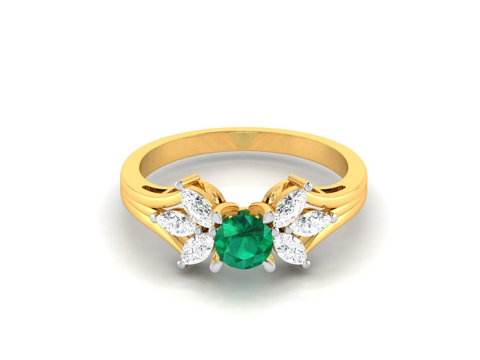 ring-9492 emerald and diamond ring 3D print model_7