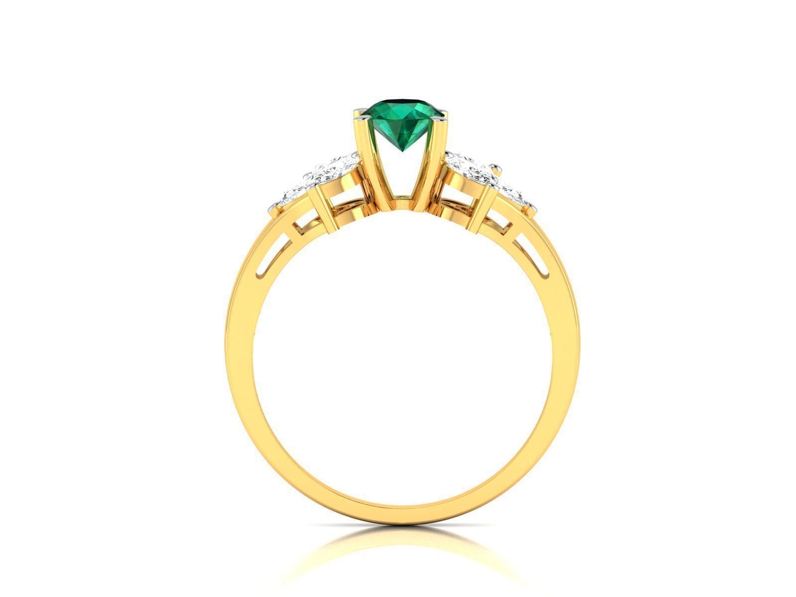 ring-9492 emerald and diamond ring 3D print model_2