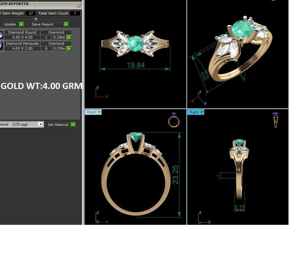 ring-9492 emerald and diamond ring 3D print model_6