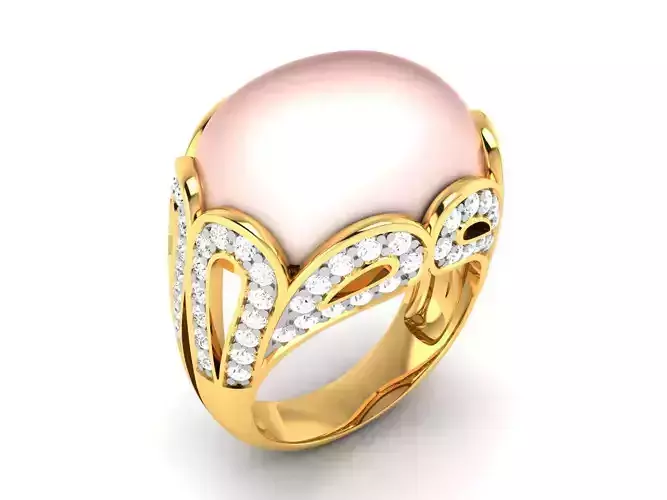 ring-9477 rose quartz and diamond ring