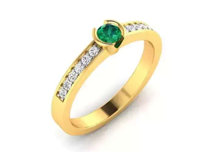 ring-9442 emerald and diamond ring