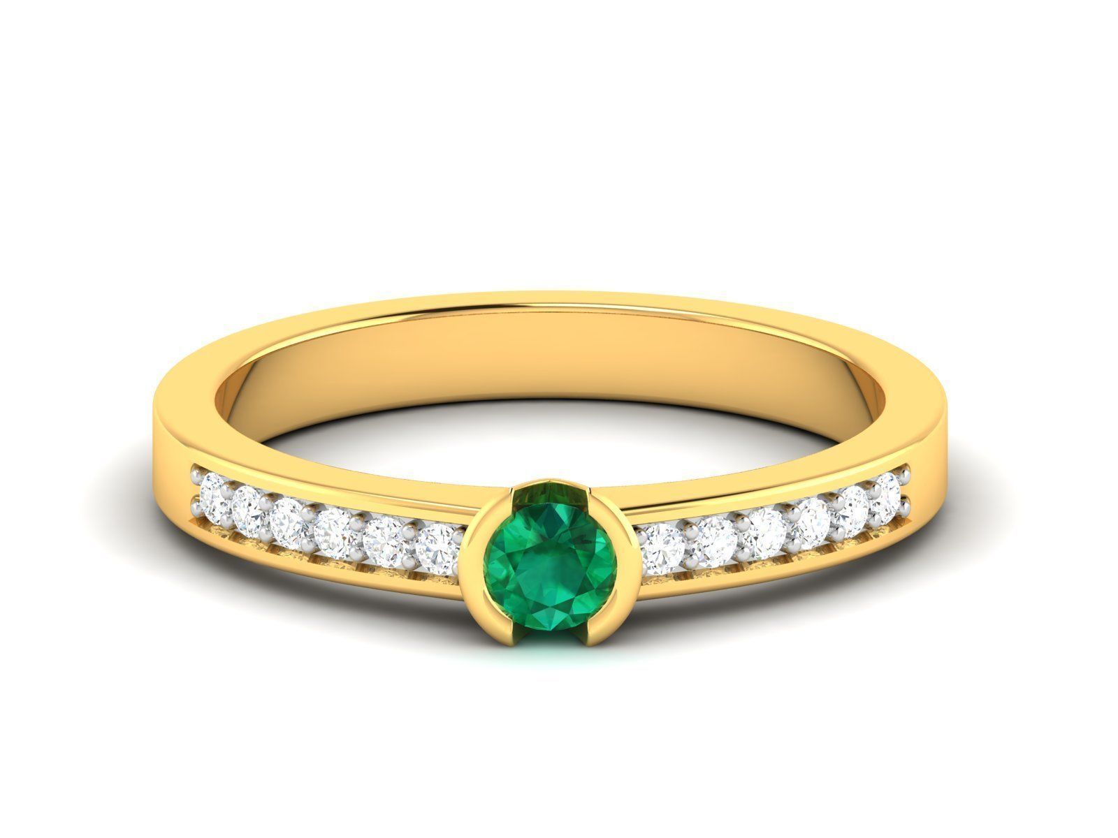 ring-9442 emerald and diamond ring 3D print model_1