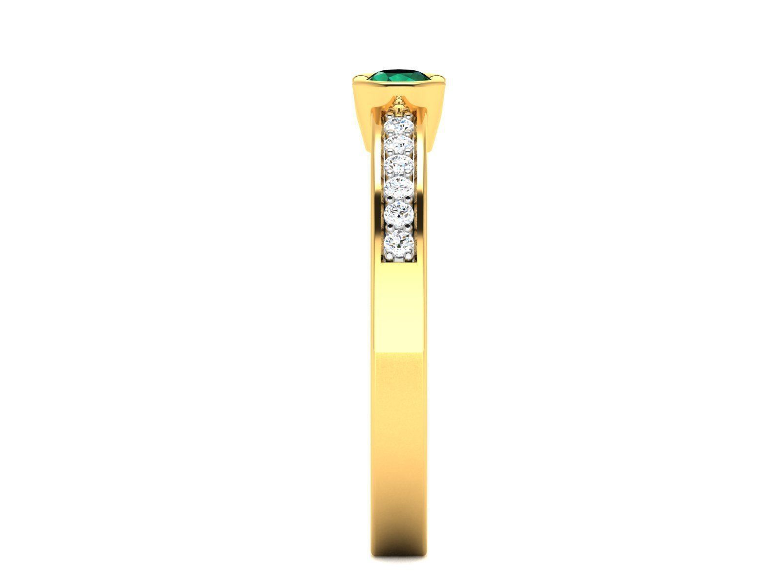 ring-9442 emerald and diamond ring 3D print model_7