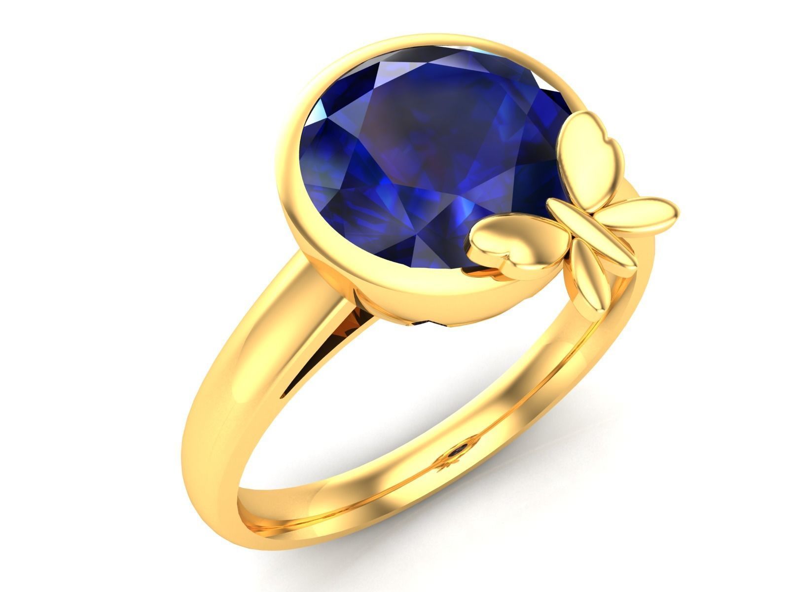 ring-9429 butterfly sapphire ring gold 3D print model_1