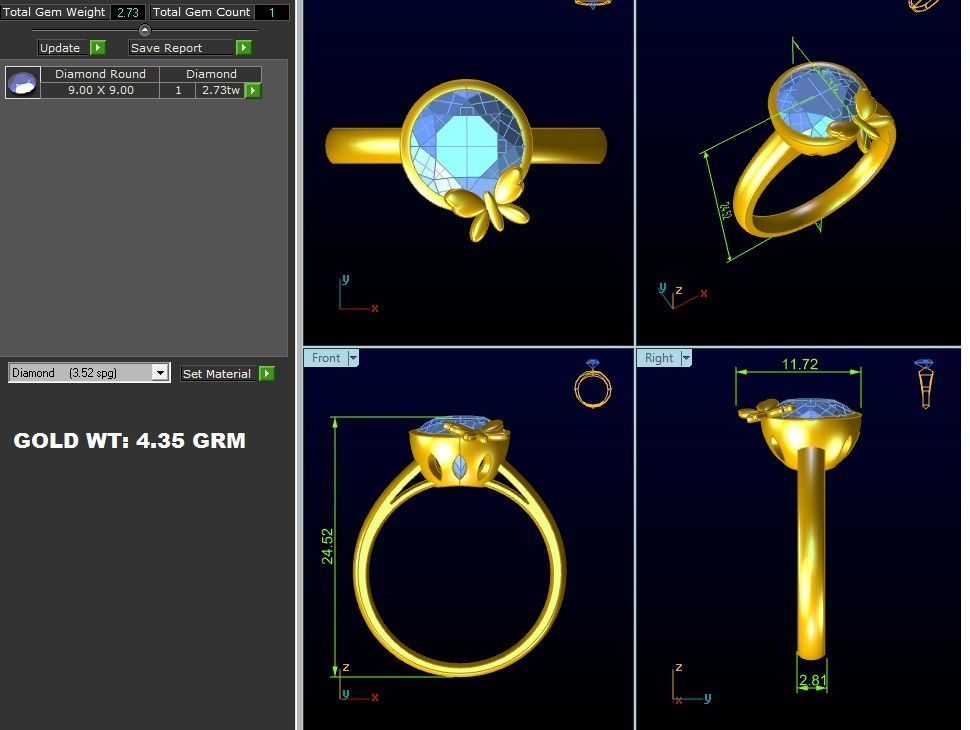 ring-9429 butterfly sapphire ring gold 3D print model_8