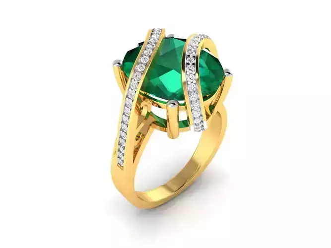 ring-9230 emerald and diamond ring