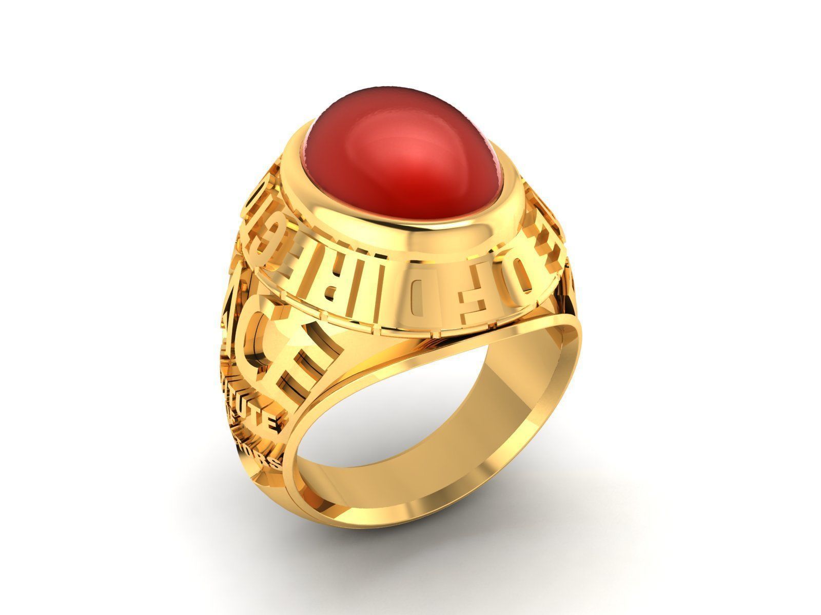 ring-9229 gold ring with stone 3D print model_8