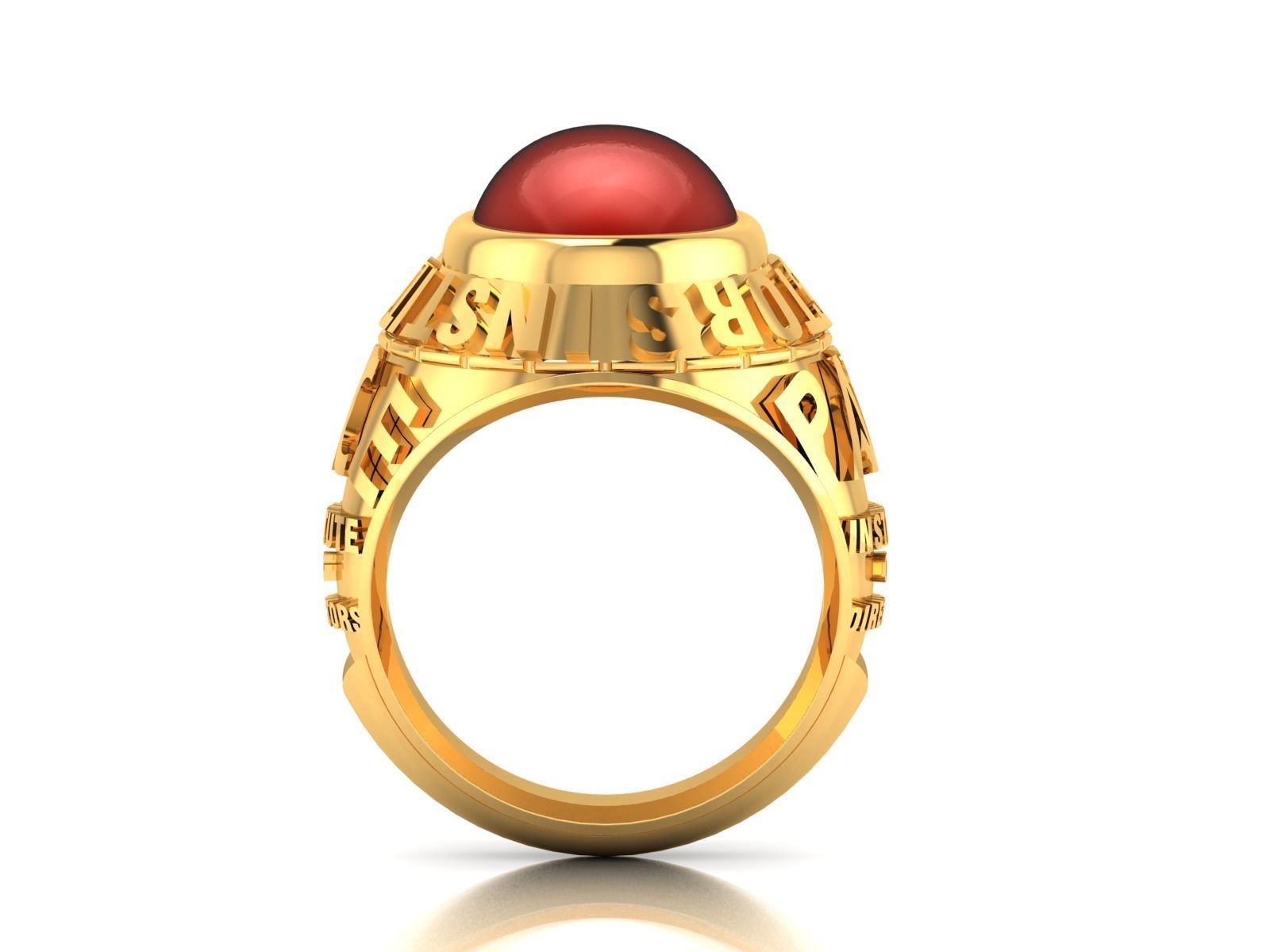 ring-9229 gold ring with stone 3D print model_2
