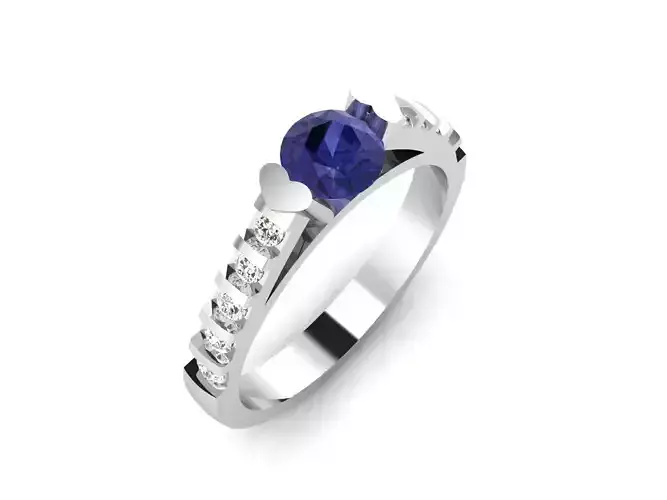 ring-9225 engagement ring with sapphire stone and diamonds