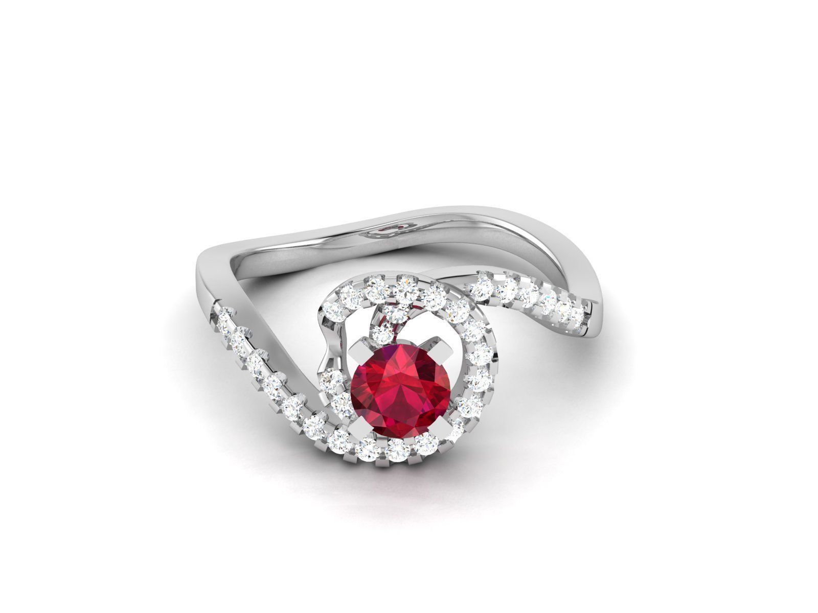 ring-9222 engagement ring with ruby stone and diamonds 3D print model_6