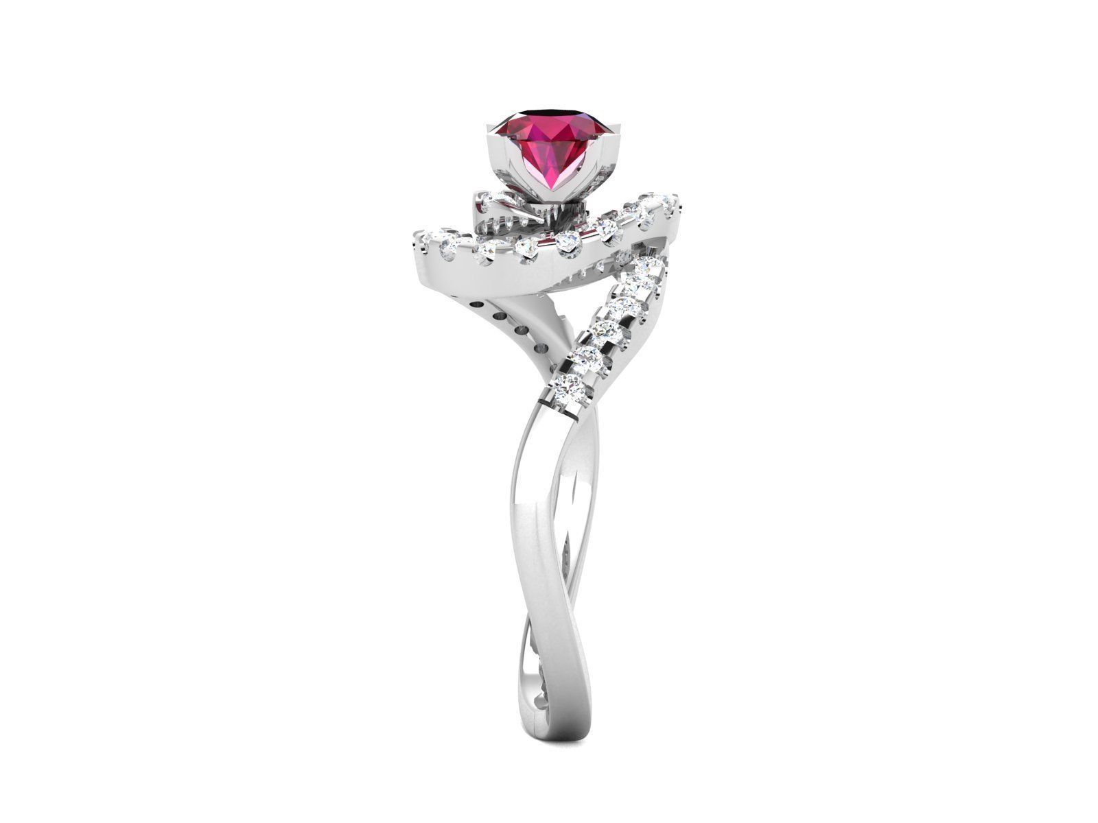 ring-9222 engagement ring with ruby stone and diamonds 3D print model_4
