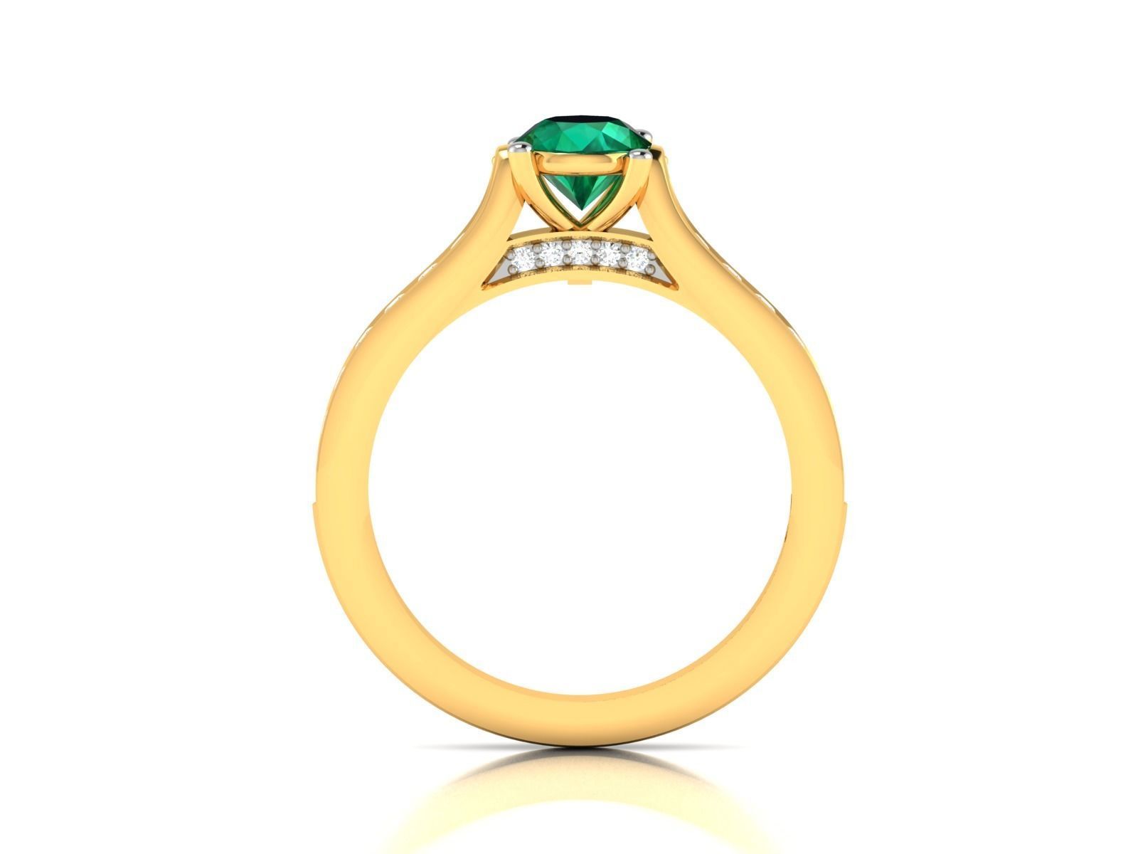 ring-9220 emerald and diamond engagement ring 3D print model_3