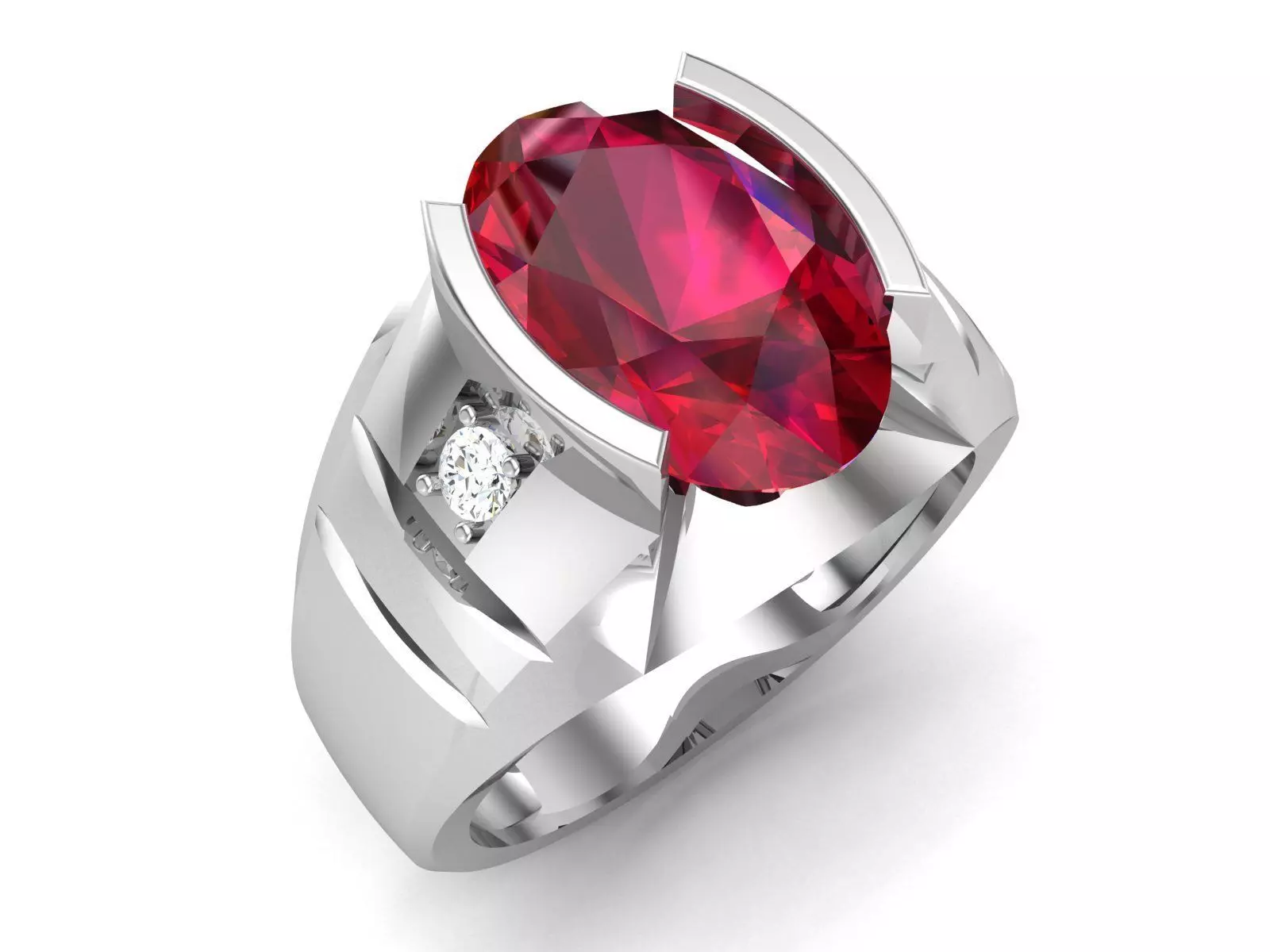 ring-9194 ruby and diamond ring 3D print model_0