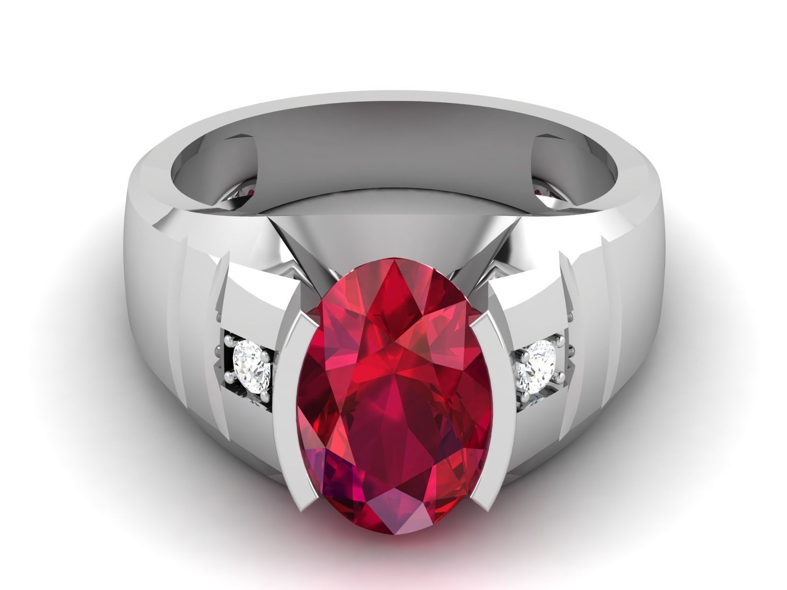 ring-9194 ruby and diamond ring 3D print model_7