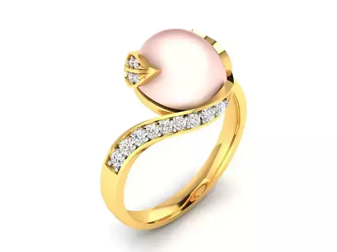 ring-9177 pearl and diamond ring gold