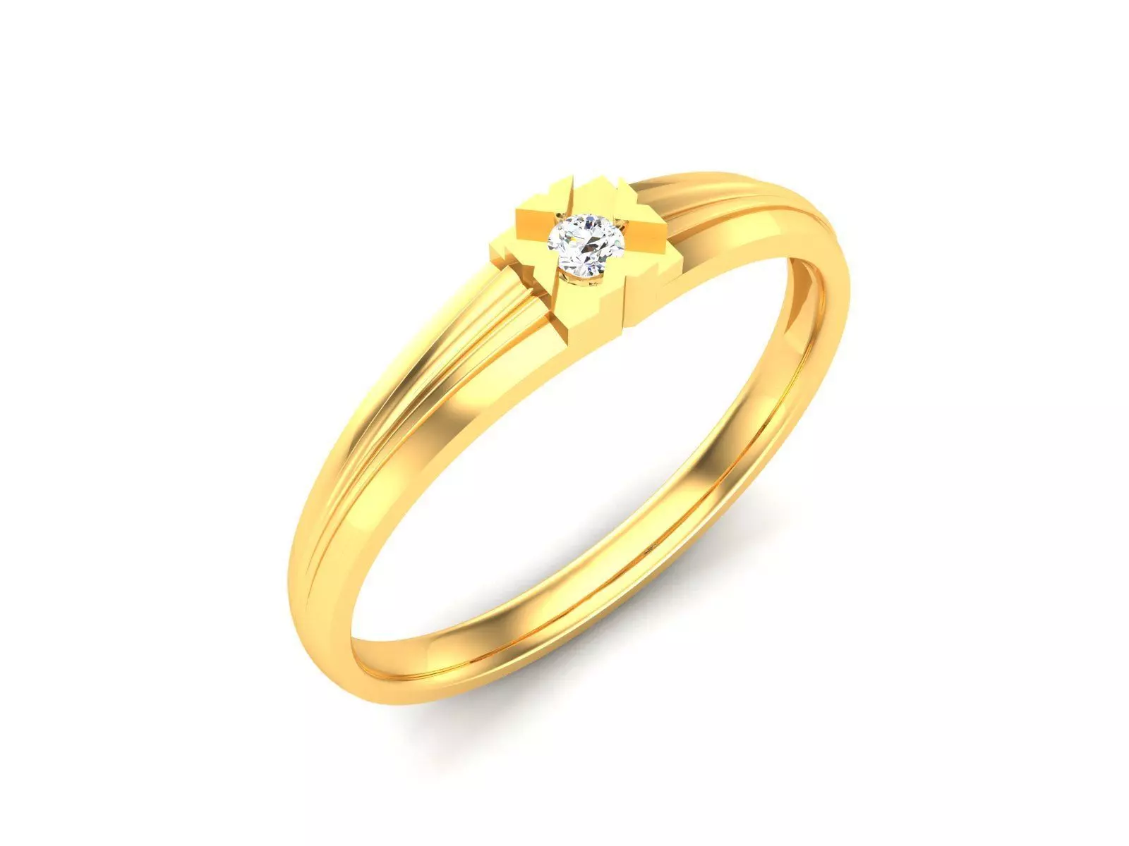 ring-9171 gold diamond solitaire ring 3D print model