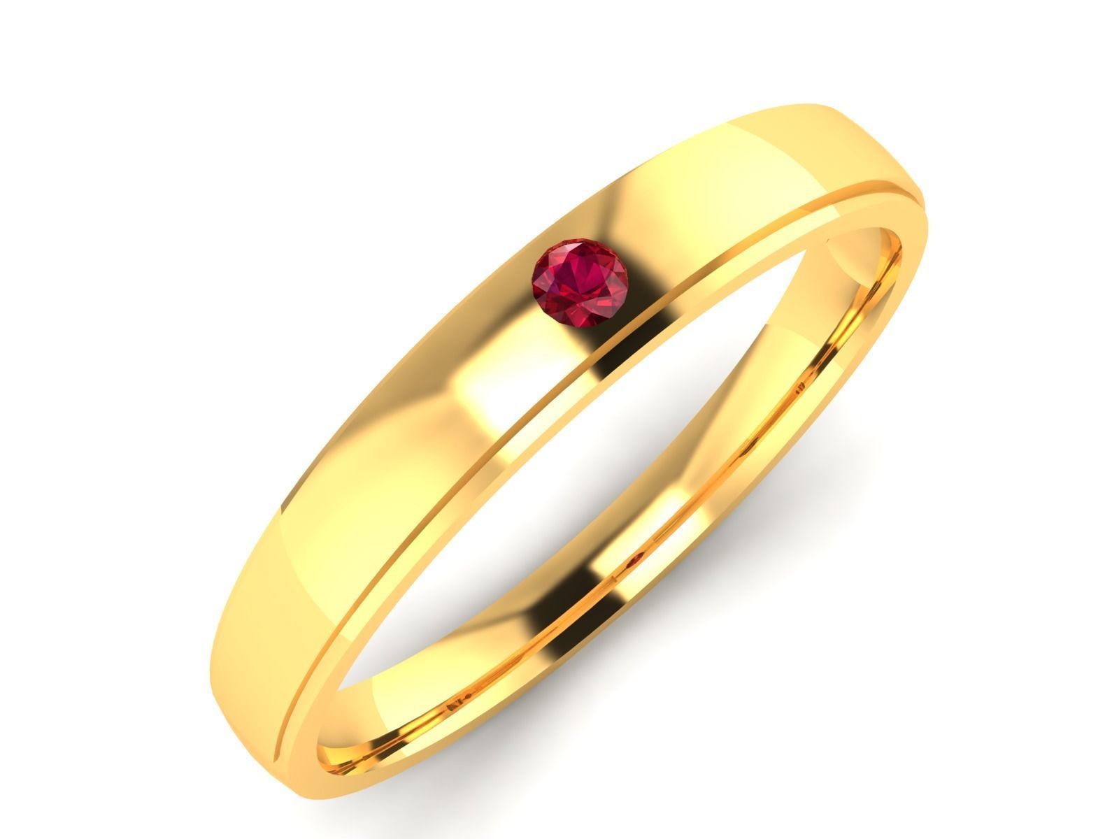 ring-9152 gold ring with ruby stone 3D print model_1