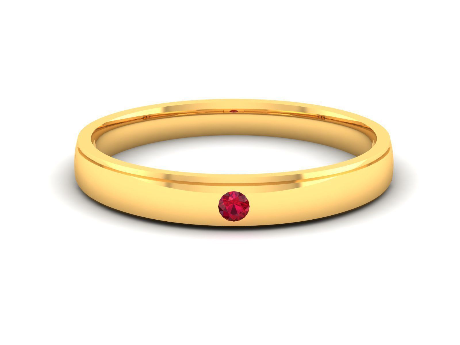 ring-9152 gold ring with ruby stone 3D print model_6