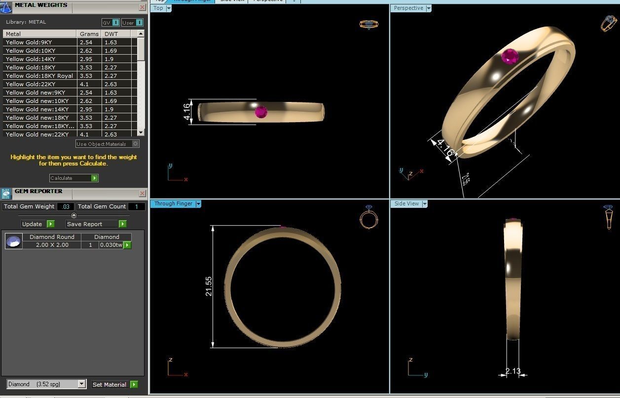 ring-9152 gold ring with ruby stone 3D print model_8