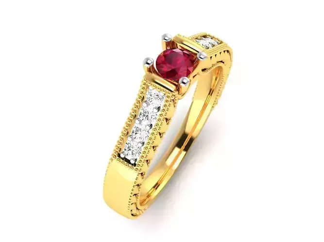ring-9579 ruby and diamond ring gold