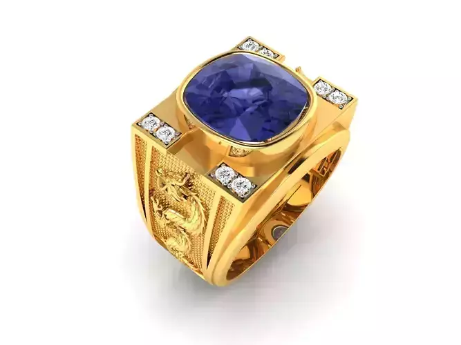 ring-9578 gold ring with sapphire and diamonds