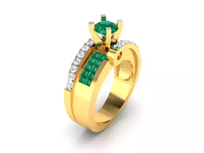 ring-9571 emerald and diamond engagement ring