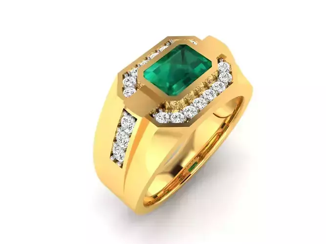 ring-9567 emerald and diamond ring