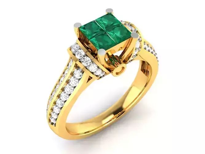 ring-9491 emerald and diamond engagement ring
