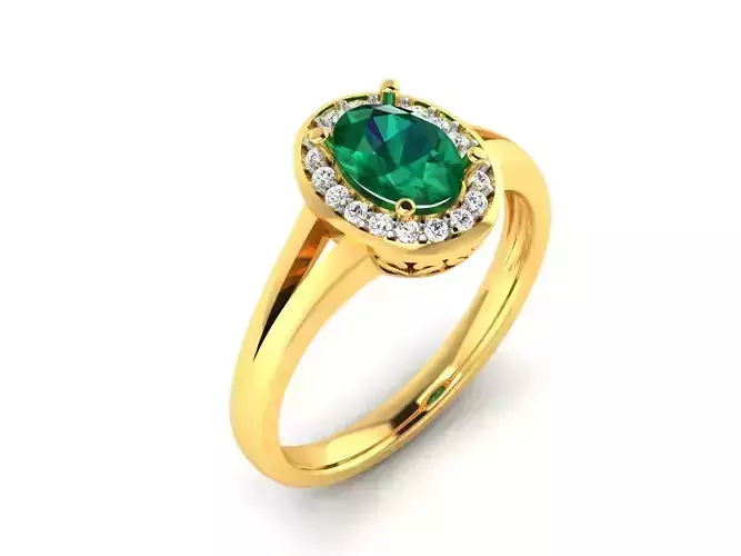 ring-9461 oval emerald and diamond ring gold