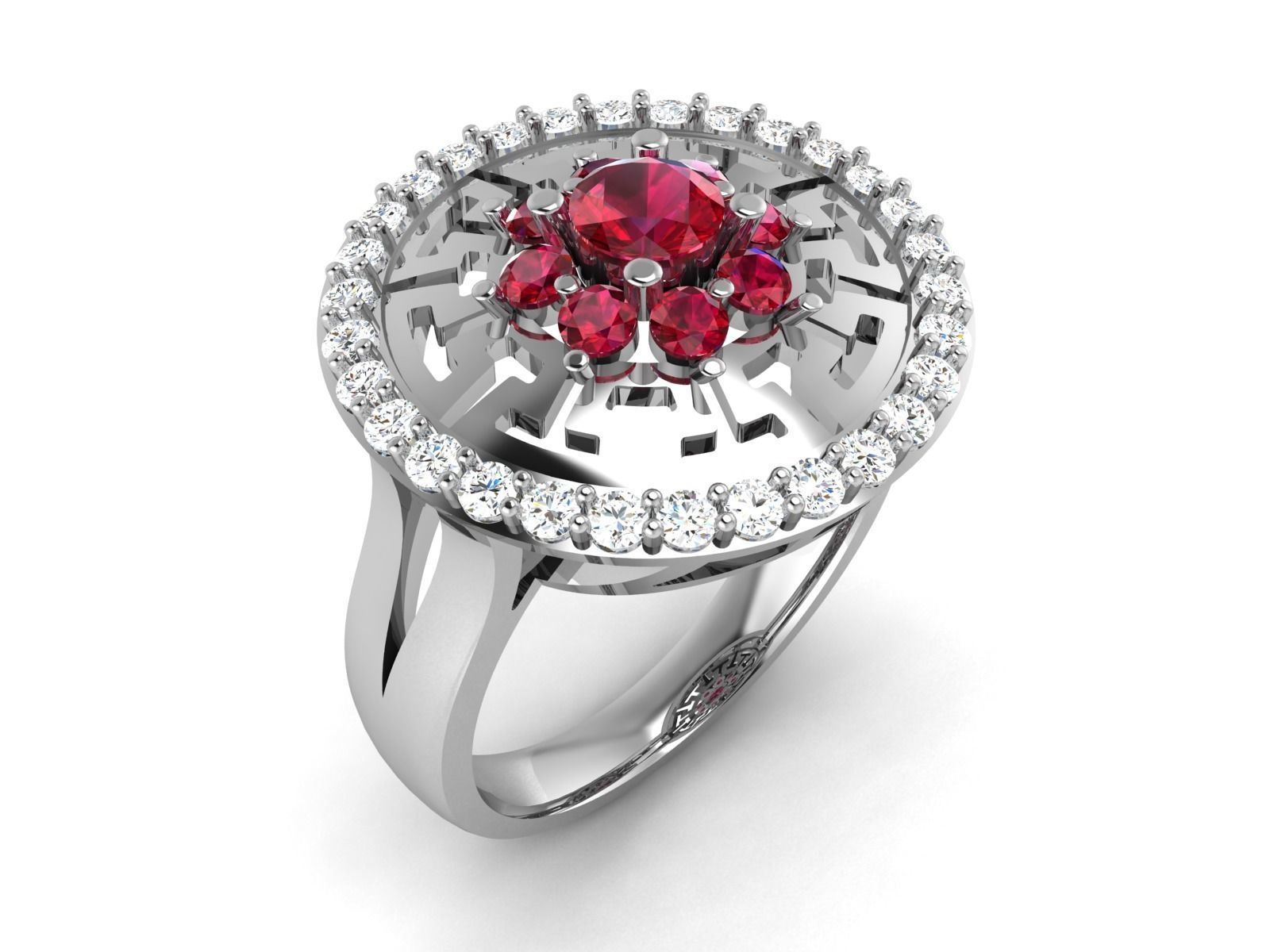 ring-9452 ruby and diamond ring 3D print model_1