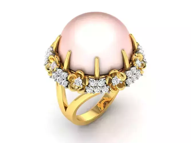 ring-9446 pearl and diamond ring